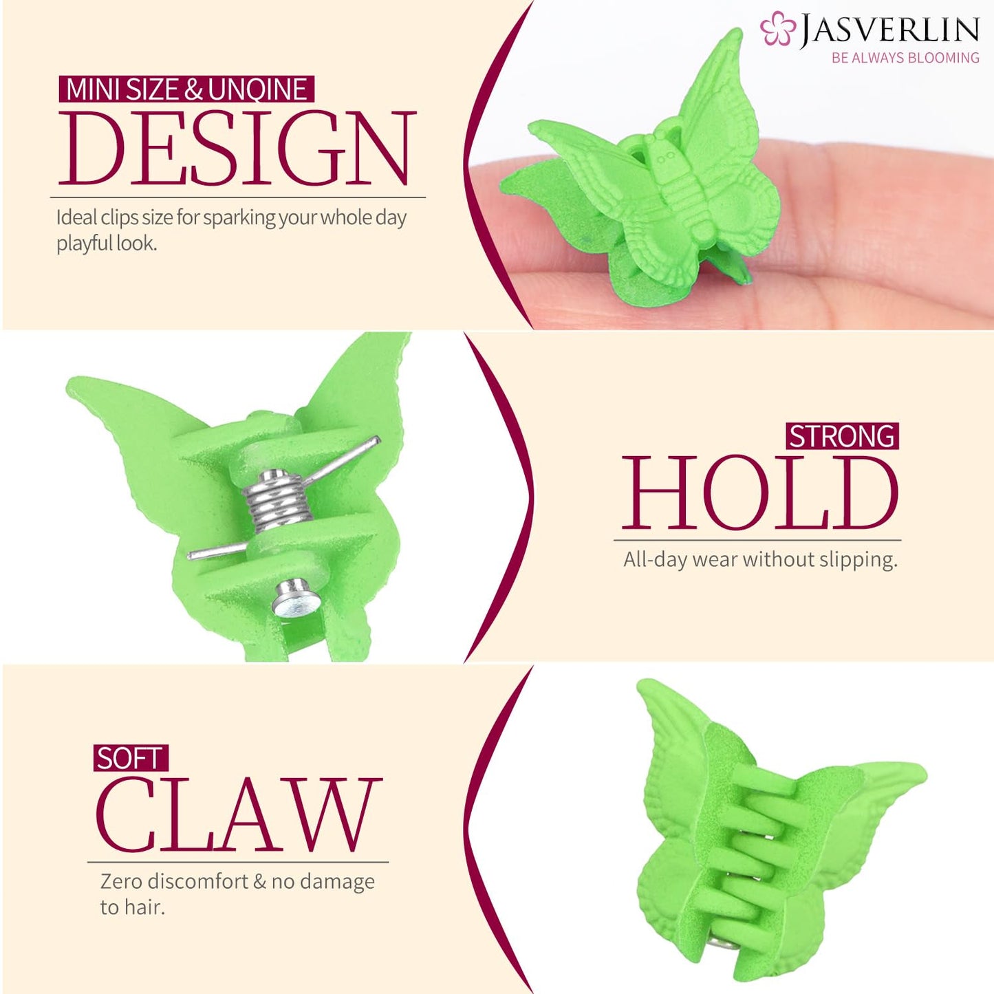 Colorful Mini Butterfly Hair Clips Claw Y2K 90s Cute No Slip Accessories for Women Girls Kids Thin Thick Curly Hair 50 pcs Set Bulk (Basic Color)