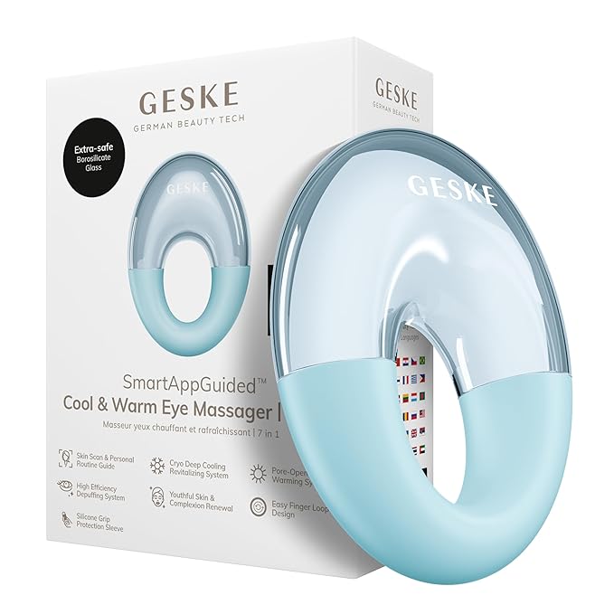 SmartAppGuided™ Cool & Warm Eye Massager | 7 in 1 | Multifunctional Massager | Eyes & Face | Battery-free Cooling & Warming | Firms, Relaxes & De-Puffs Skin | Ring-shaped Design for Easy Grip