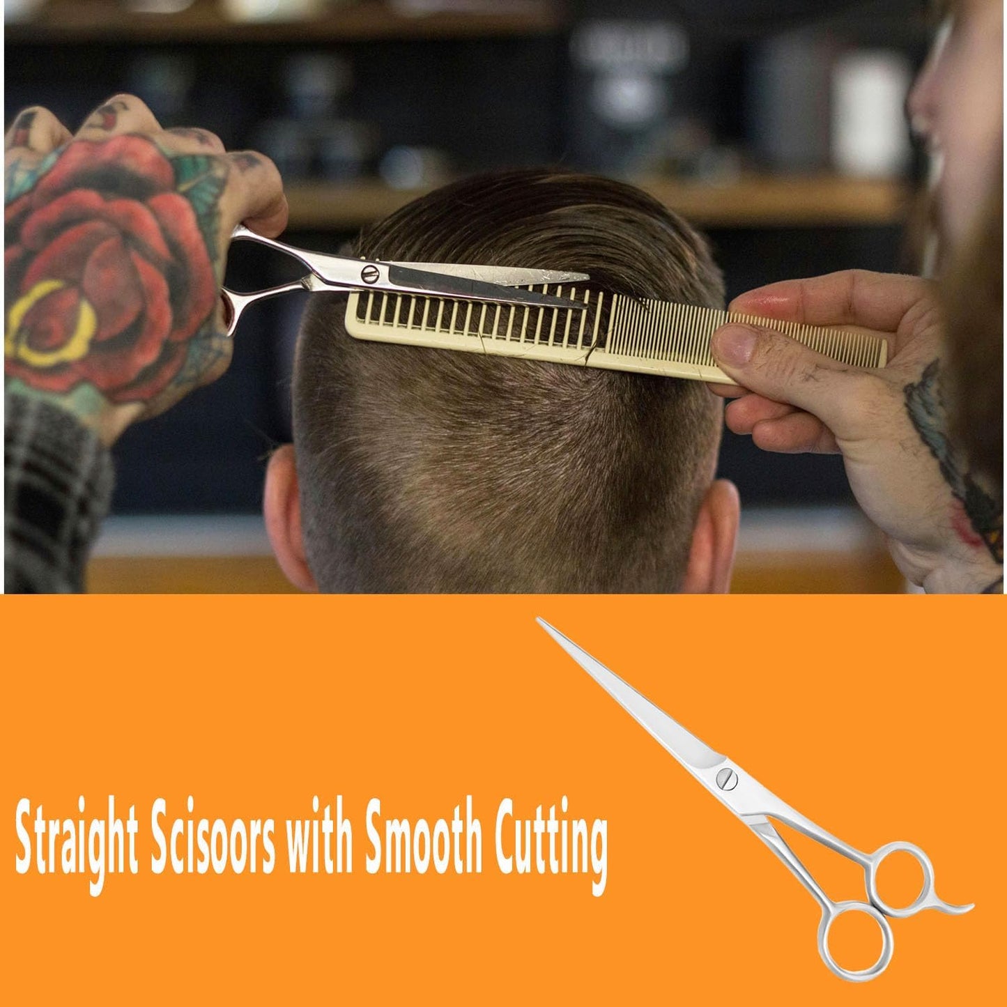 Professional Hair Cutting Scissors Sharp Blades Hair Shears/Barber Scissors/Mustache Scissors Stainless Steel Hair Scissors 7" 6.5" 6" Haircut/Hairdresser For Kids, Men and Women (7 Inch)