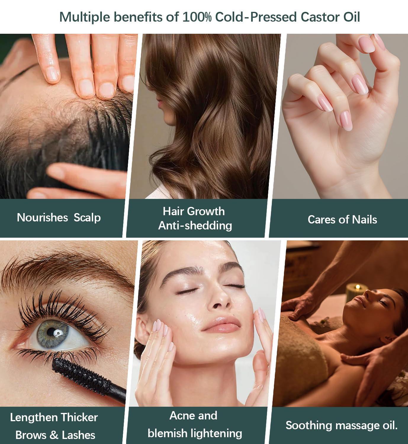 Castor Oil Organic Cold Pressed Unrefined Glass Bottle 100% Pure for Hair Growth Eyelashes Brows Castor Oil Packs, Natural Skin Moisturizer, USDA Certified Hexane Free Vegan 16 oz (473ml)