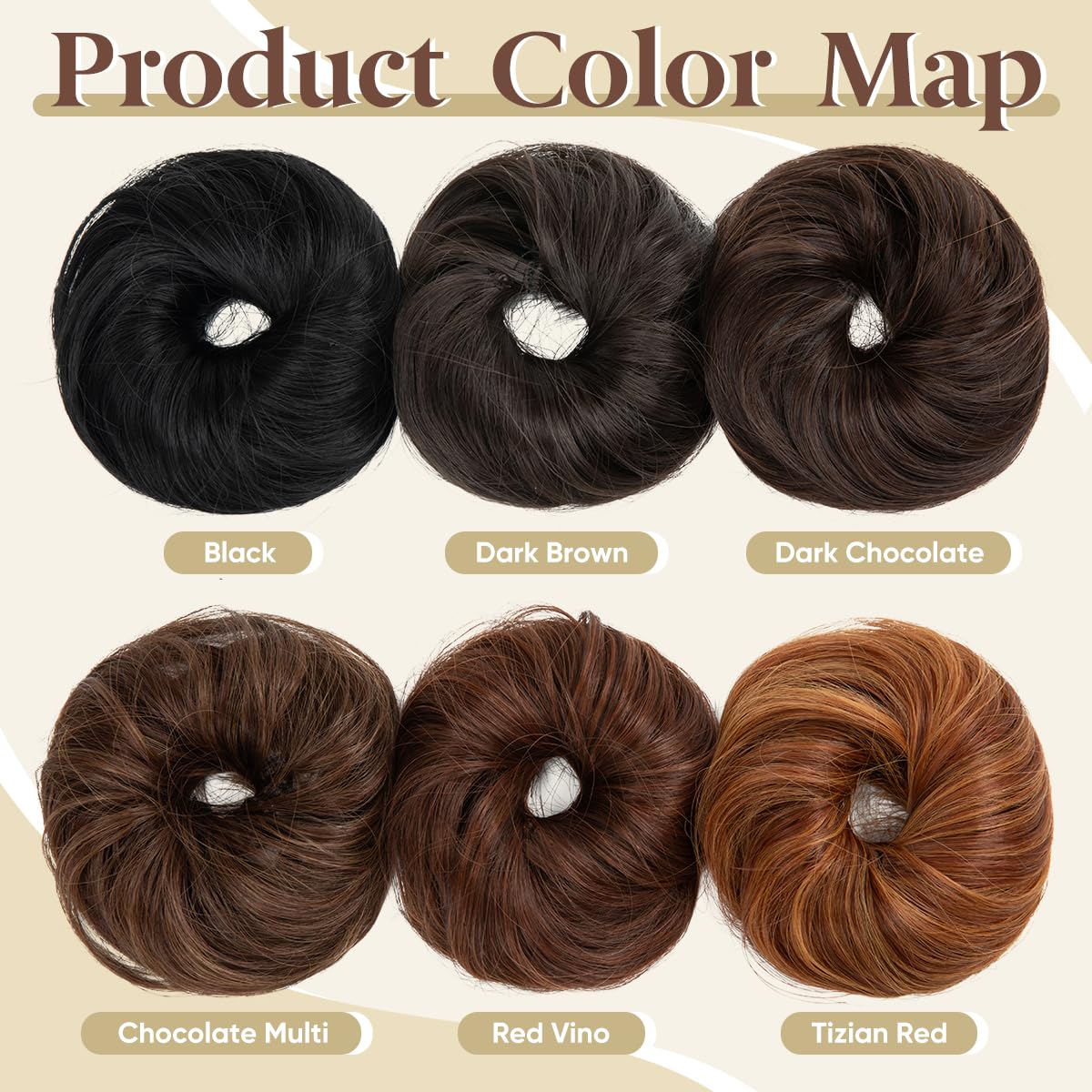 CJL HAIR 2PCs Small Cute Messy Bun Hair Piece for Thin Hair Women Mini Synthetic Curly Bun Scrunchies Updo Hairpieces Red Vino