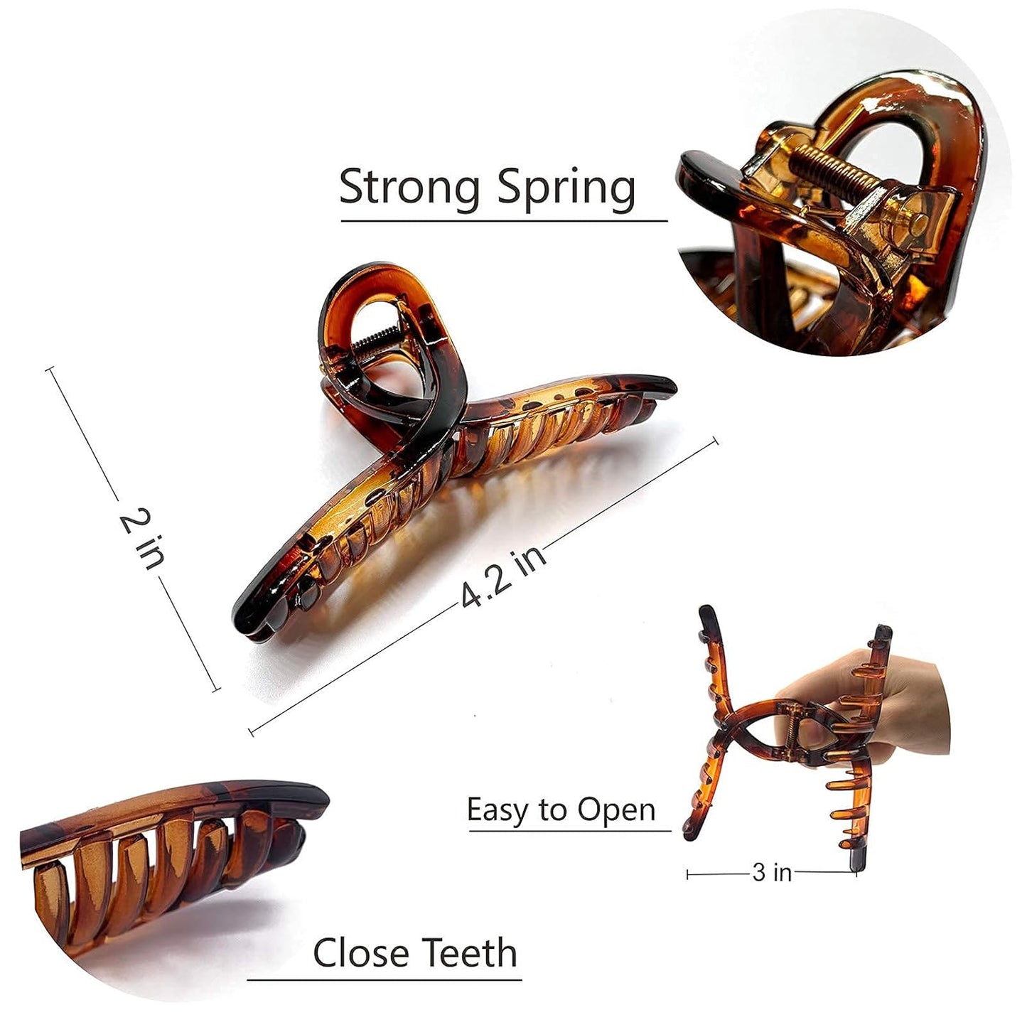 Hair Claw Clips Large 4.3 Inch No Slip Big Matte Glossy Butterfly Clip for Thin Fine, Medium Thick Hair Women, 5 Pack