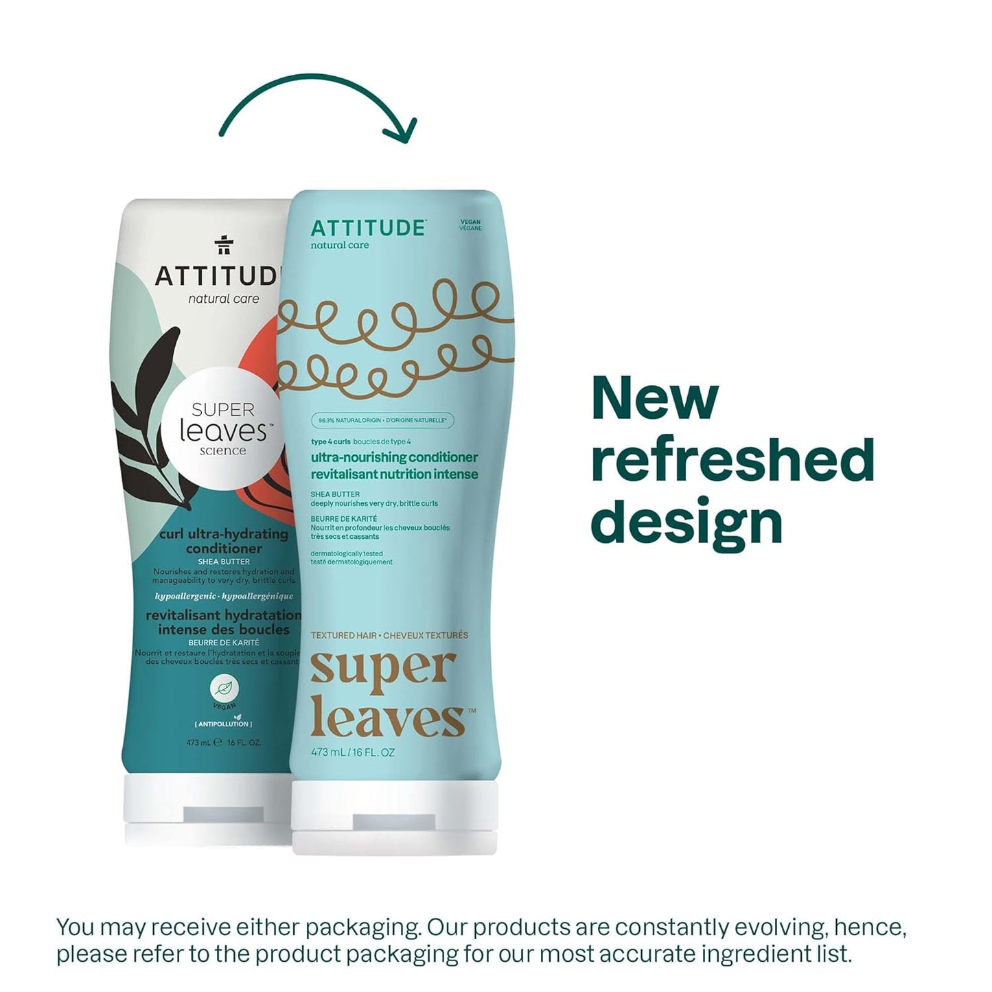 ATTITUDE Ultra-Nourishing Conditioner for Curly Hair with Shea Butter, Vegan Detangler and Naturally Derived 4a, 4b, 4c Curl Type, Deeply Nourishes Curls, 16 Fl Oz (Pack of 6)