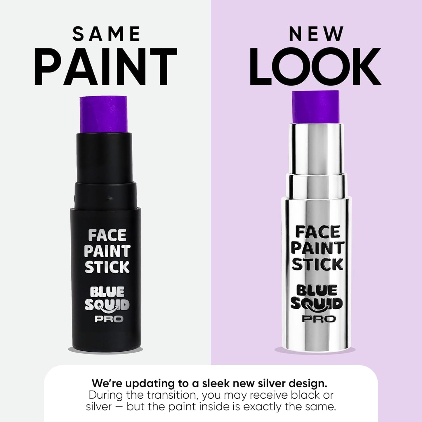 Blue Squid PRO Purple Face Paint Stick - Waterproof Body Paint for Adults & Kids Colored Eye Black Baseball, Eyeblack Softball -Hypoallergenic Twist-Up Non-Toxic Makeup Stick for Cosplay, Sports & SFX