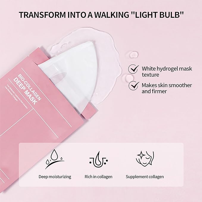 3Pcs Bio-Collagen Deep Mask, Hydrating Overnight Sleeping Mask Transparent Face Membrane Skin Care Moisturizing, Restores Skin Elasticity & Energy Collagen Mask for Women