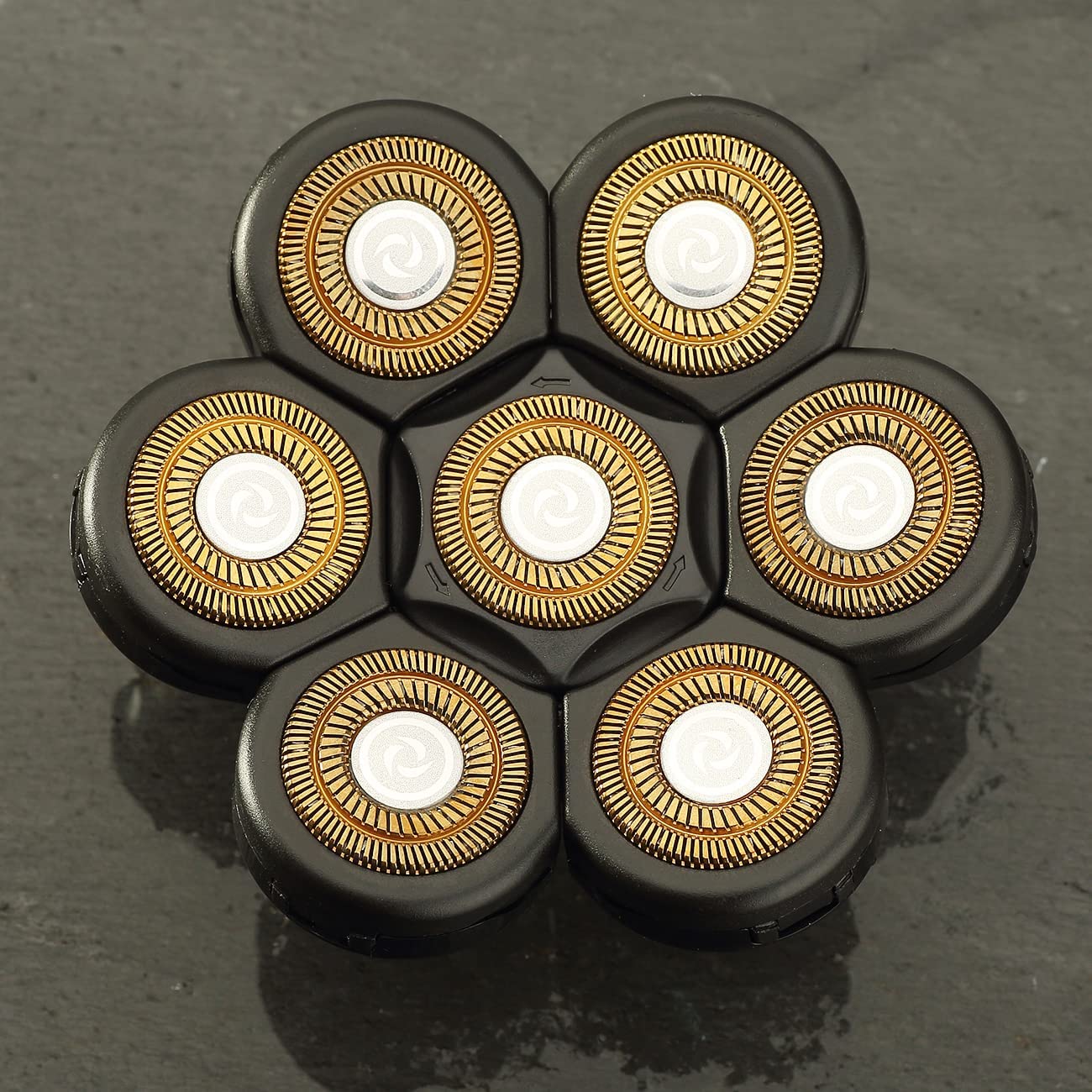 Universal 7 Blades Head Shaver Replacement Heads for Head Shaver and Other Brands Shaver, 7 Heads Head Shaver Bald Shaver Beard Electric Razor Shaver Head (Gold+Black)
