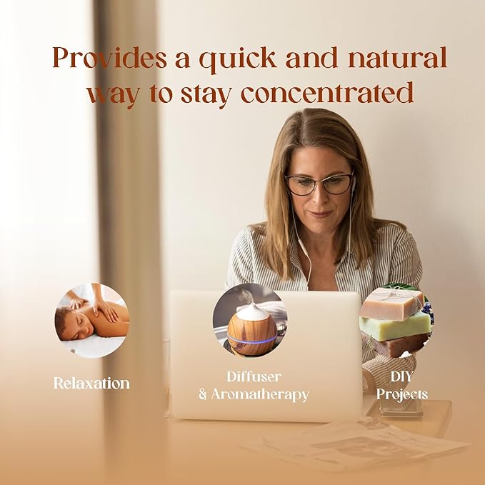 White Naturals Focus On Essential Oil Blend – Refreshing Aromatherapy Oil for Clarity & Attention, 100% Pure & Natural Essential Oils for Productivity, 1oz