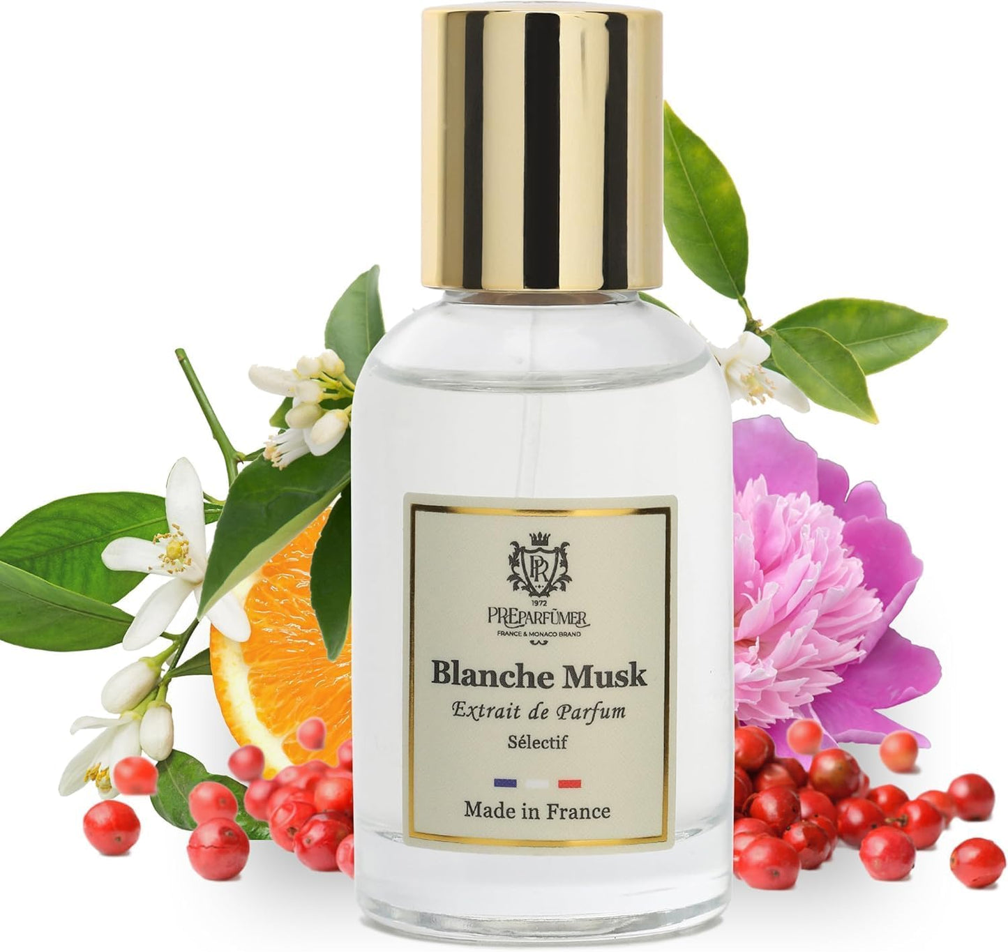 PREparfume From France Blanche Musk for Women 30ml – Fresh Floral Aldehyde Scent From France – Luxury Fragrance with Aldehydes, Rose – Long Lasting Perfume With Tea Leaves Notes