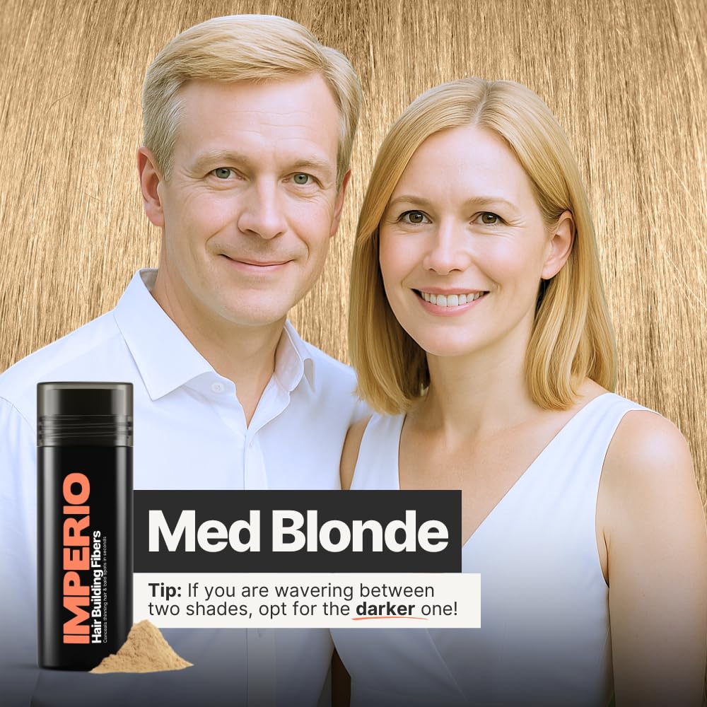 IMPERIO Hair Building Fibers for Thinning Hair - 26g Premium Hair Fibers for Women & Men in Hairdresser Quality - Hair thickening in less than 20 seconds (Medium Blonde)