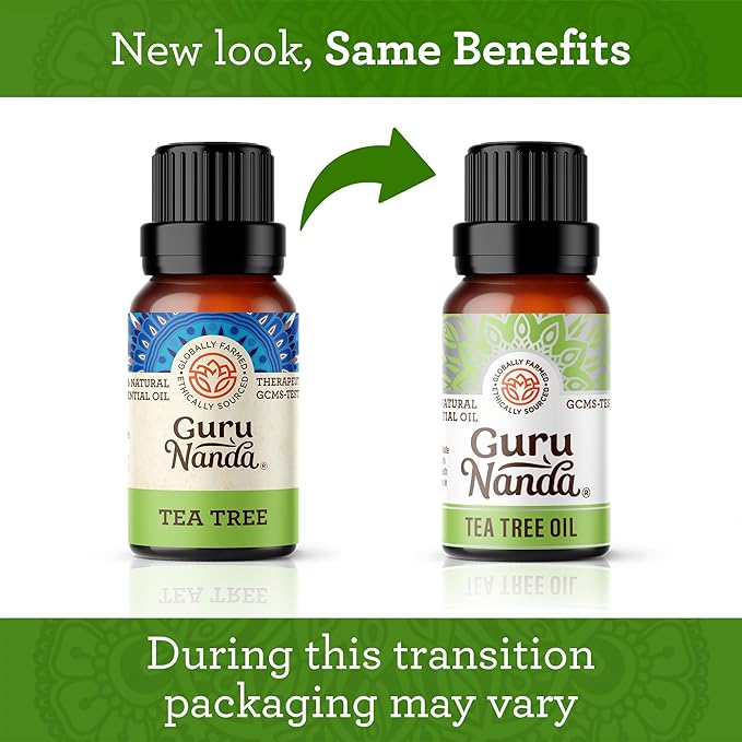 GuruNanda Tea Tree Essential Oil (0.5 Fl Oz) - 100% Pure, Natural and Undiluted Essential Oil for Diffusers - Perfect for Aromatherapy, Massages & DIY Recipes - Helps in Skin and Hair Care