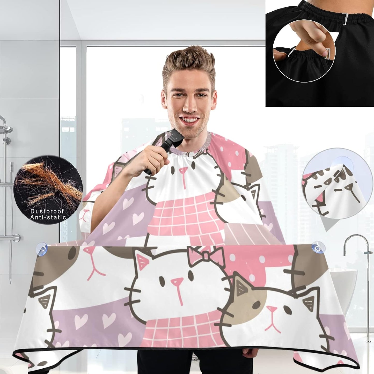 visesunny Professional Barber Cape Polyester Hair Cutting Clippings Catcher Grooming Cape Apron for Shaving Trimming For Men