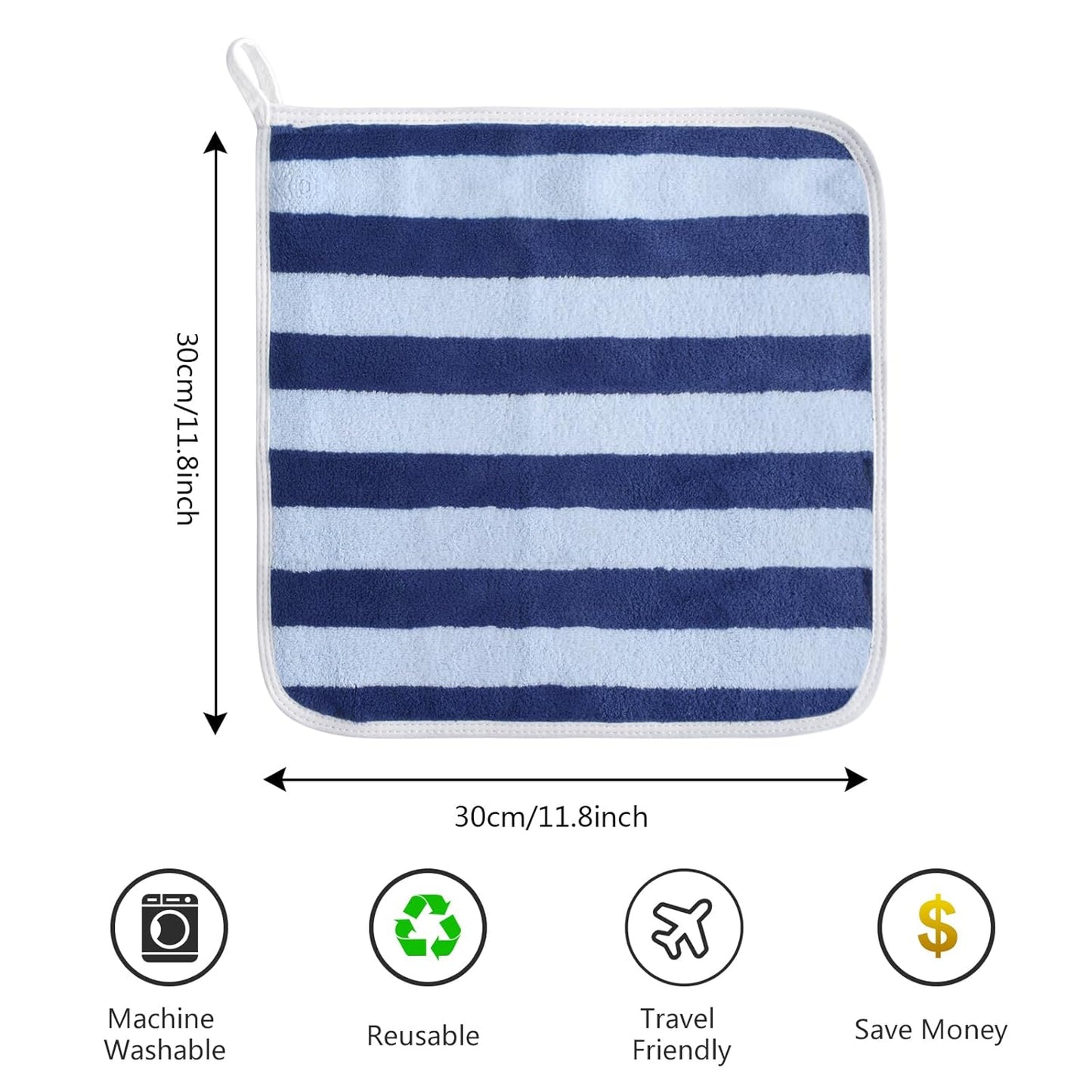 SINLAND Microfiber Facial Cloths Fast Drying Washcloth 12inch x 12inch Absorbent Face Wash Cloth Soft Makeup Remover Cloths