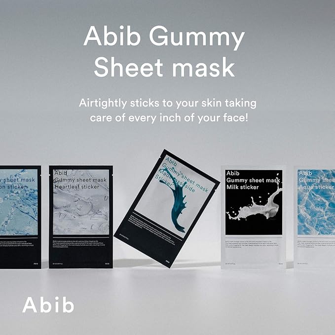 Abib Gummy Sheet Mask Heartleaf Sticker 10 Sheets I CICA Soothing for Sensitive and Dry Skin, Refreshing and Hydrating Korean Facial Mask