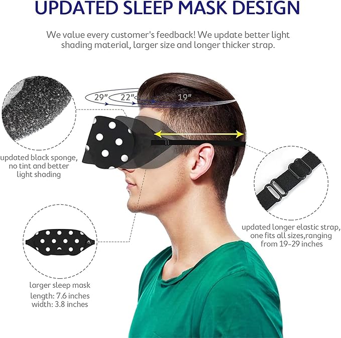 Mavogel Cotton Sleep Mask - Sleep Eye Mask for Men Women, Super Soft and Comfortable Eye Covers, Light Blocking Night Eyemask for Sleeping Yoga Nap Meditation, Includes Travel Pouch (Dot Style)