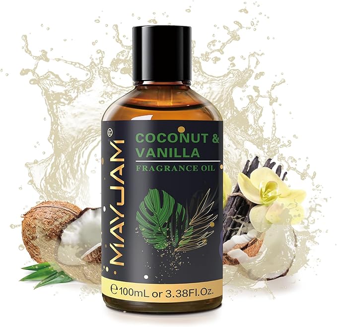 Coconut & Vanilla Fragrance Oils Essential Oil - Coconut & Vanilla Oil for Diffusers, 3.38FL.OZ/100ML Large Volume Fragrance Oil with Premium Glass Dropper