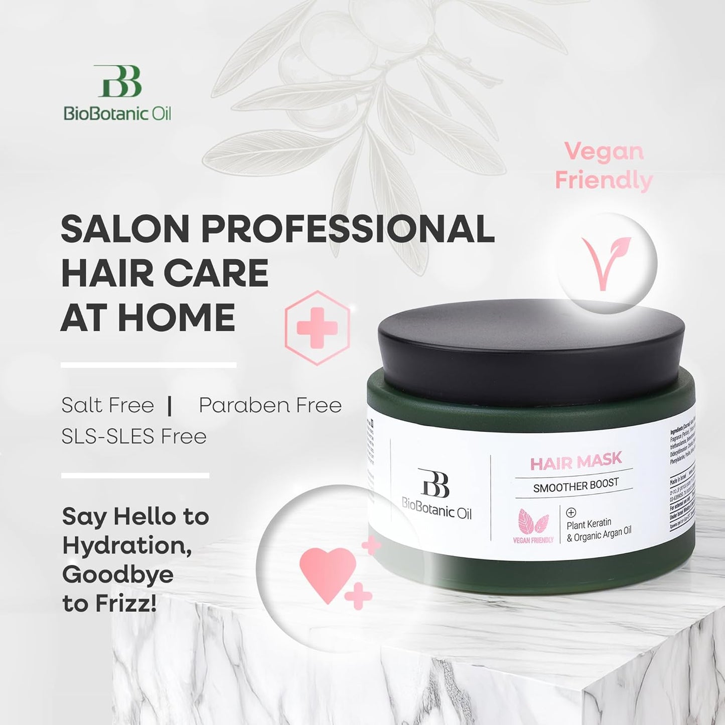 Bio Botanic Oil Range – Hair Mask for Straightened Hair with Plant Keratin & Organic Argan Oil, SLS-Free Deep Hydration & Repair, Salt-Free Formula for Long-Lasting Smoothness