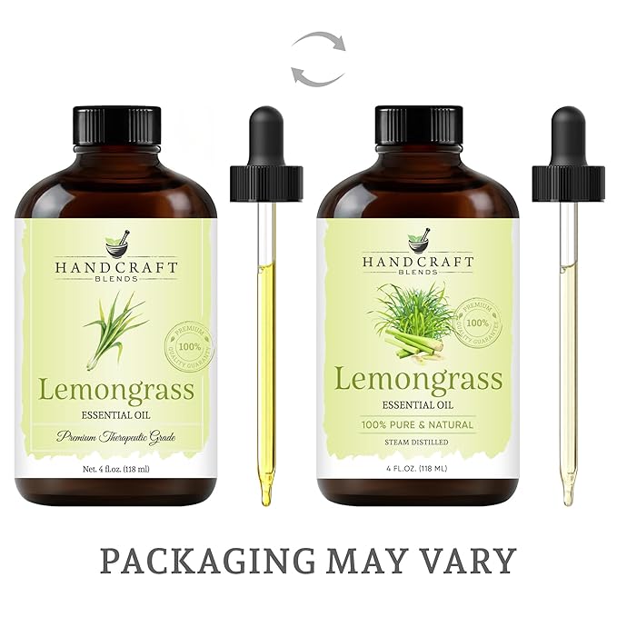 Handcraft Blends Lemongrass Essential Oil - Huge 4 Fl Oz - 100% Pure and Natural - Premium Grade Essential Oil for Diffuser and Aromatherapy