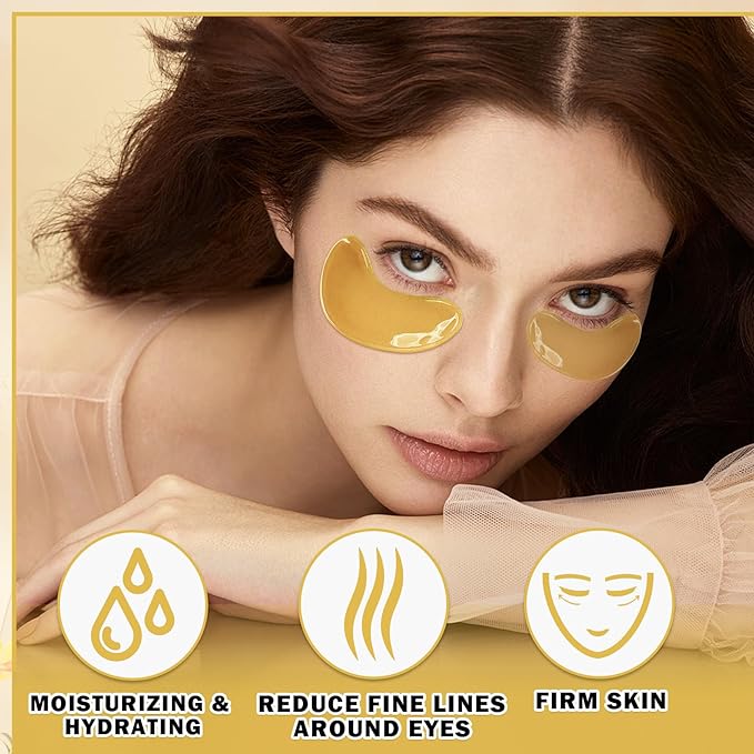 30PCS Lip Mask & Under Eye Mask Pink Lip Masks 24k Gold Eye Mask Patches for Puffy Eyes Effectively Moisturizing Lip & Eye Skin Reducing Fine Lines & Dark Circle