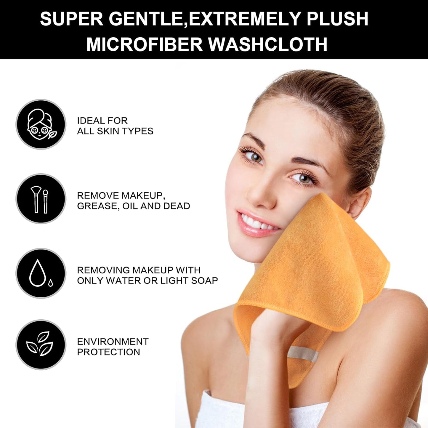 SINLAND Microfiber Facial Cloths Fast Drying Washcloth 12inch x 12inch Absorbent Face Wash Cloth Soft Makeup Remover Cloths