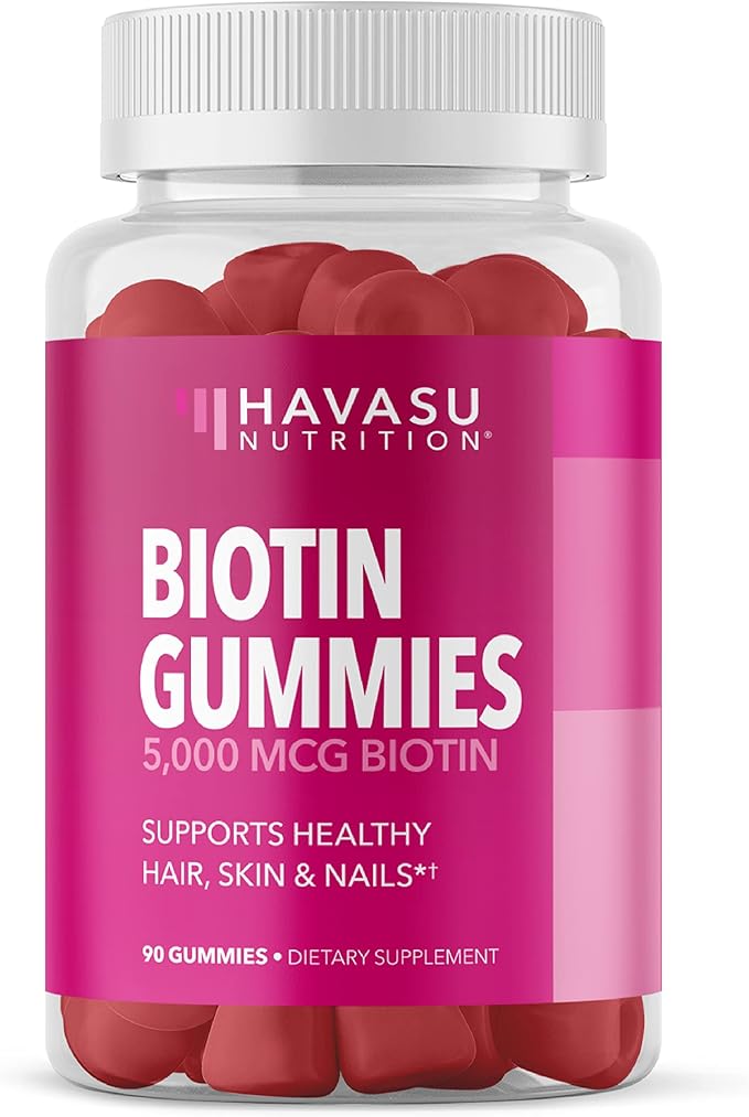 5000mcg Biotin Gummies for Hair, Skin and Nails - Vegan Supplement for Women and Men - GLP-1 Nutritional Support to Promote Lucious Locks and Radiant Skin - Vitamin B7 - Strawberry Flavor, 90 count