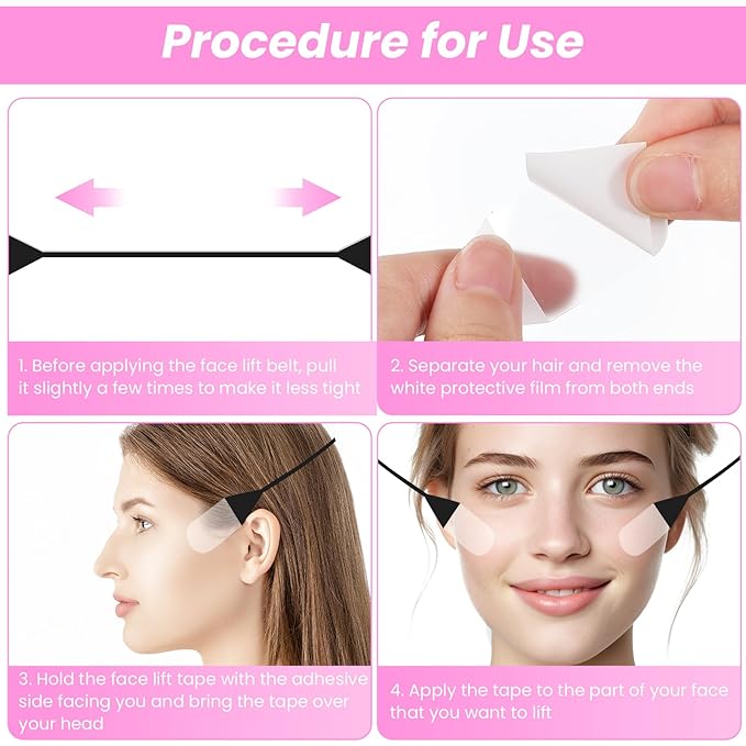 Face Lift Tape Invisible, Instant Face Tape 24Pcs Facelift Tapes for Facee Invisible with Bands, Adhesive Lifting Patch Facee Lifting Band Neck and Eye Lift Tapes for Women Ladies