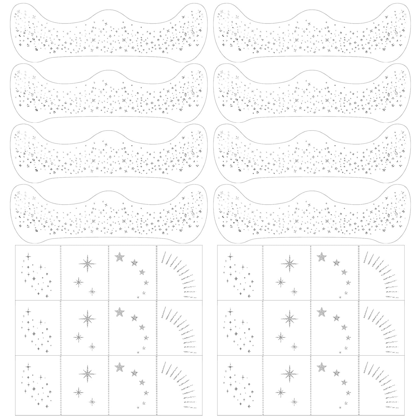 Glitter Freckles, 32 Pcs Sparkle Glitter Freckles Face Tattoo for Women Girls Silver Temporary Face Tattoos Concert Festival Rave Accessories (Silver)