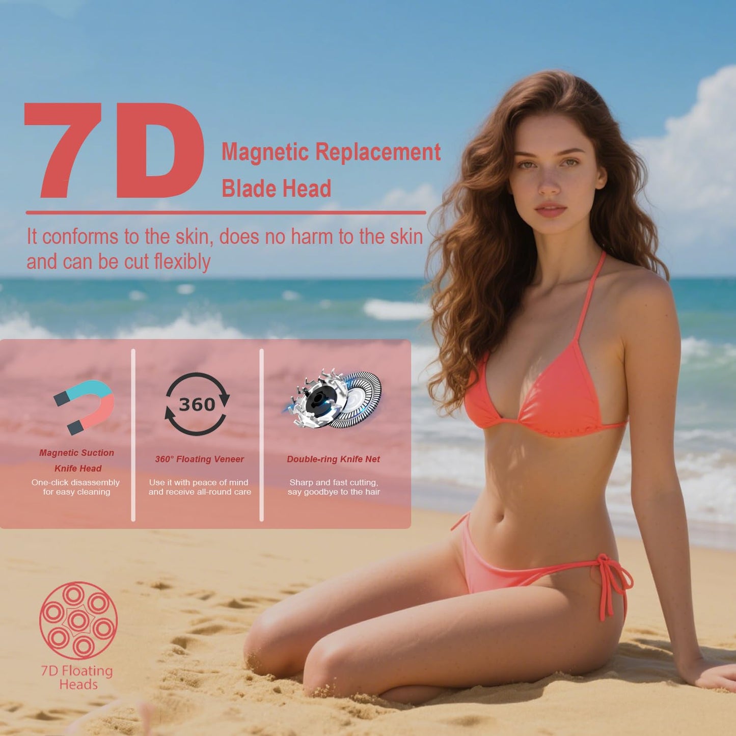 Universal Magnetic 7 Blades Head Shaver Replacement Blades Compatible with Wyklaus SHPAVVER Head Shaver and Other Brands Head Shaver