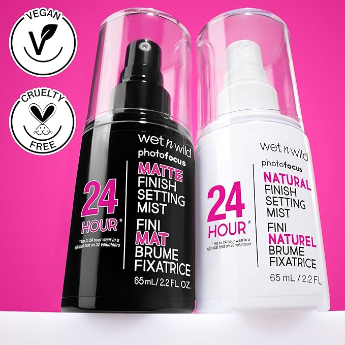wet n wild Photo Focus Setting Mist, Up to 24HR Wear, Lightweight & Nourishing with Provitamin B5 & E, Suitable for All Skin Types, Cruelty-Free & Vegan- Matte Finish