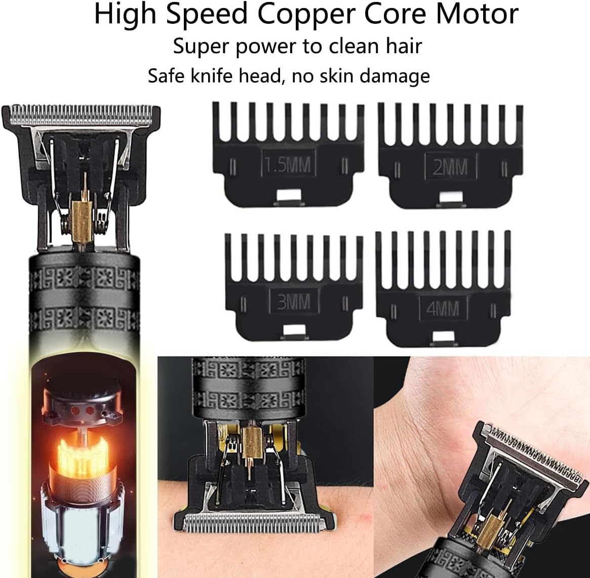 Hair Clippers for Men, Cordless Hair Clippers, Travel Small Hair Clippers 5.7" Hair Trimmer Classical Sculpting Styling Rechargeable Hair Remover with 6 Pieces Earpick (Black)