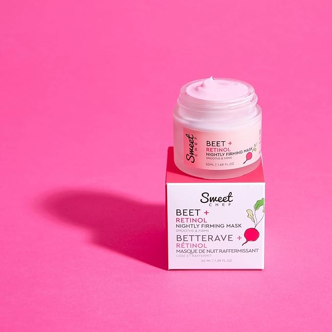 Sweet Chef Beet + Retinol Nightly Firming Mask - Beet Root Extract + Smoothing Retinol Night Cream Mask - Vegan Overnight Face Mask with Squalane + Hyaluronic Acid (50ml / 1.69 fl oz)