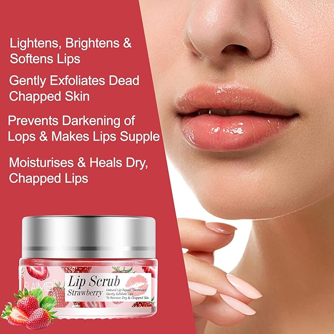 Lip Scrub, Exfoliator Moisturizer Lip Sugar Scrub Moisturizing Collagen Lip Balm Mask Night Sleep Lip Mask Effectively Moisturizes And Repairs Dry Lips Lip Treatment - Strawberry