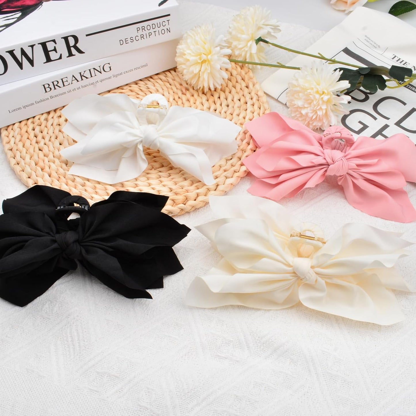Bow Claw Clips Bow Hair Clips 4PC Big Hair Bows for Women Butterfly Styling Large Hair Clips for Thick Hair for Girls Hair Accessories for Teen