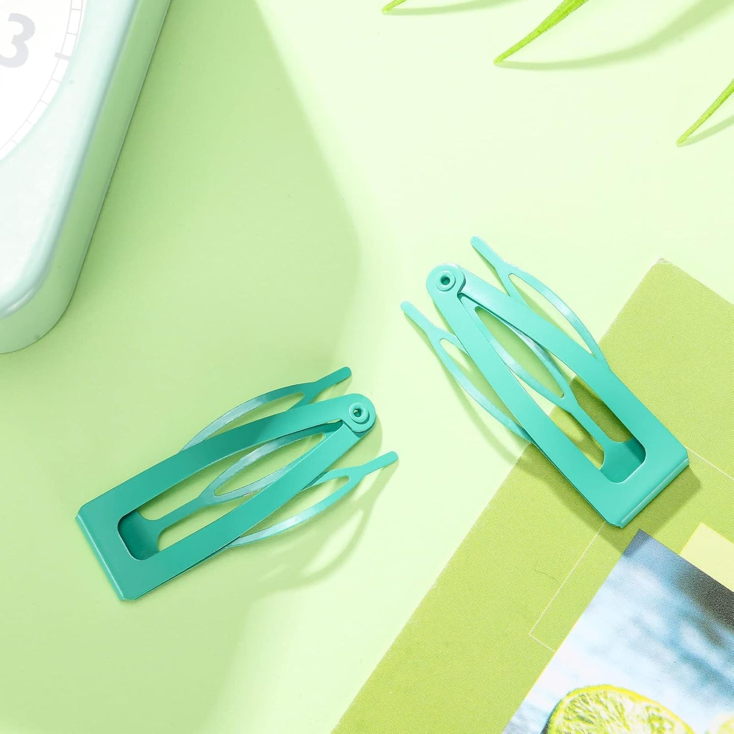 Chinco 24 Pcs Double Grip Hair Clips Metal Snap Clips Women Barrettes for Hair Making, Salon Supplies(Light Blue,2 Inch)