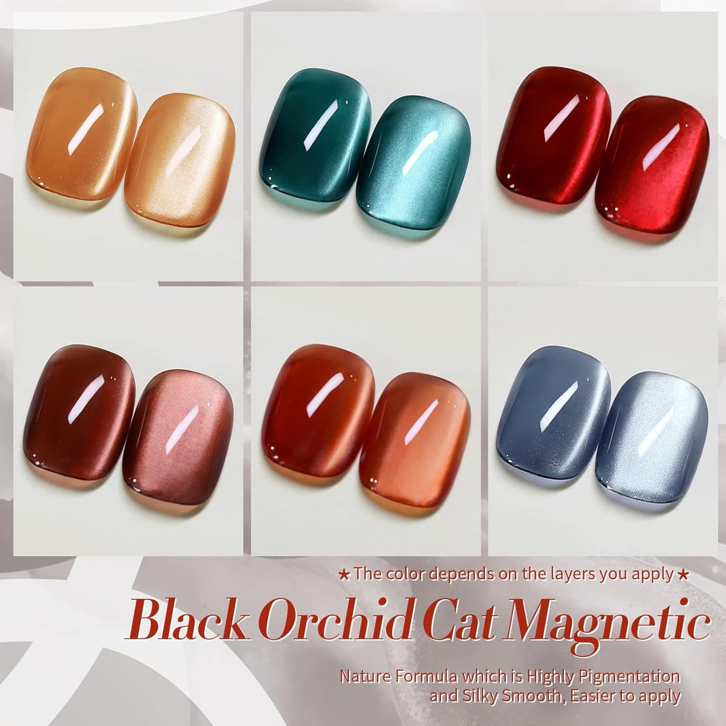Born Pretty Magnetic Gel Nail Polish Water Light Cat Magnetic Eye Gel Black Orchid Jelly Glass Crystal Nail Polish Glitter Shimmer Auroras Nail Art Manicure Kit 6PCS