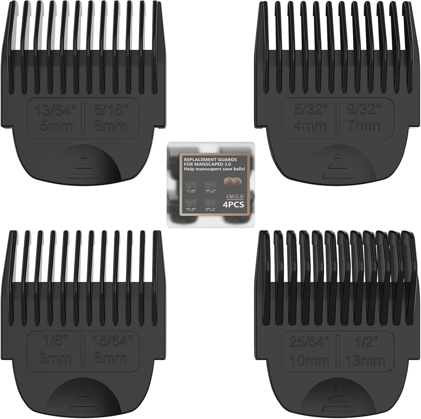 Guards for Manscaped 3.0 - Skin-Safe Trimmer Attachments, Precision Fit Cutting Guides Comb Replacement (4-Pack)
