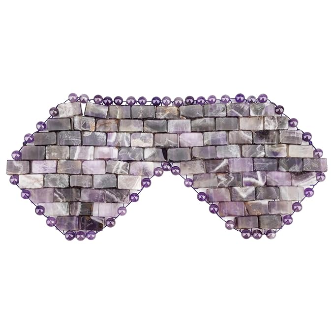gemshan Jade Eye Mask, Amethyst Crystal Mask,Gemstone Eye Mask Anti Aging Therapy Hot or Cold Using (#2-Amethyst)