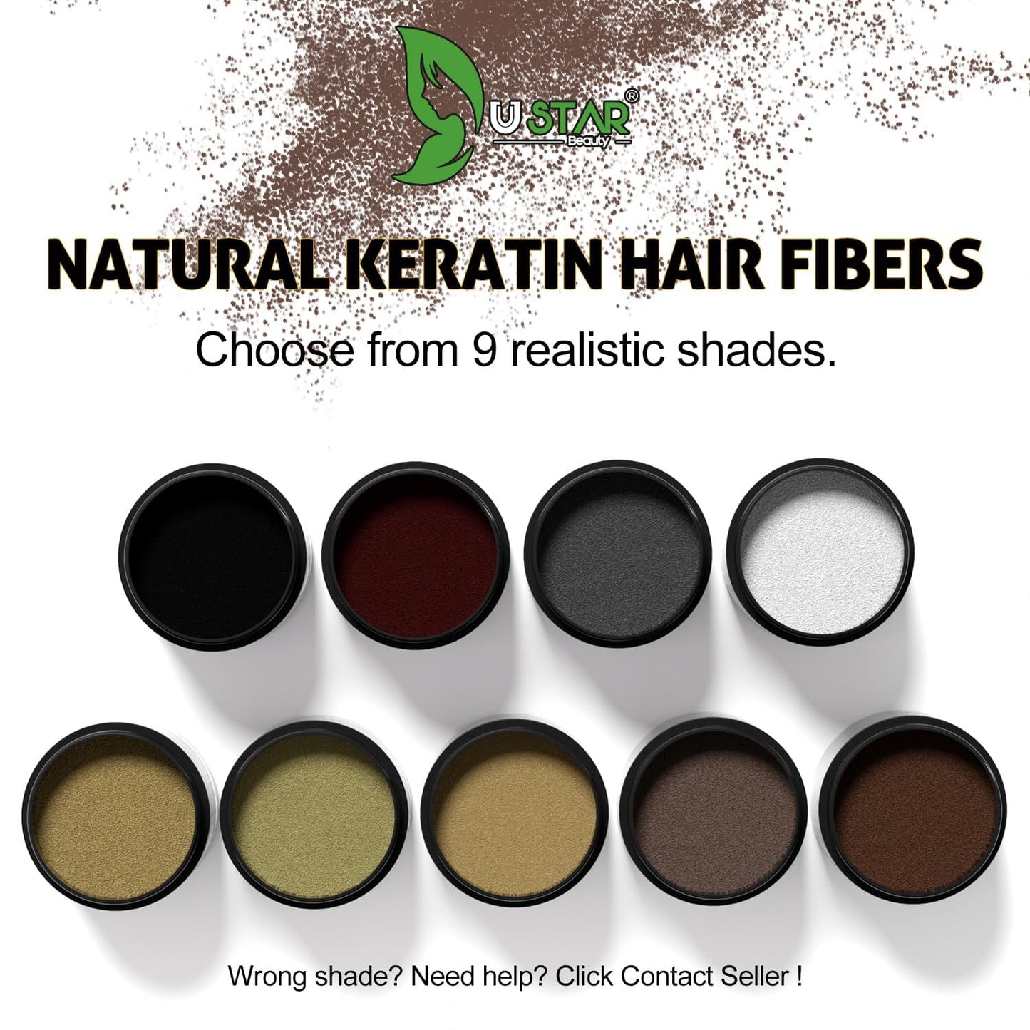 Ustar Hair Building Fibers for Thinning Hair 27.5g Conceals Hair Loss Instantly Thicker Fuller Look 9 Shades for Women & Men 2 Pack (Light Brown)