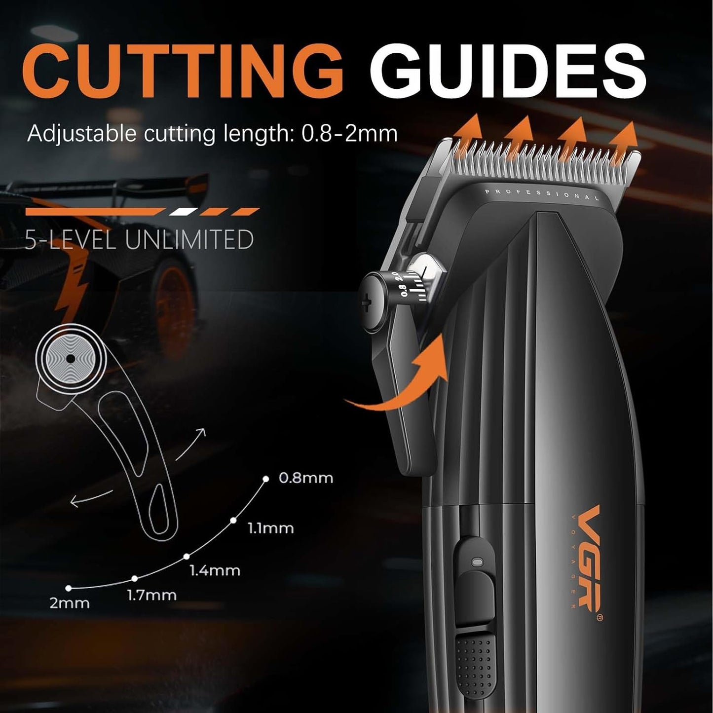 VGR 889C Professional Hair Clippers for Men, 9000RPM Cordless Barber Clippers with Ceramic & MIM Blades, 6 Magnetic Guide Combs, LED Display, USB Charging Base, Mens Grooming Kits for Barber