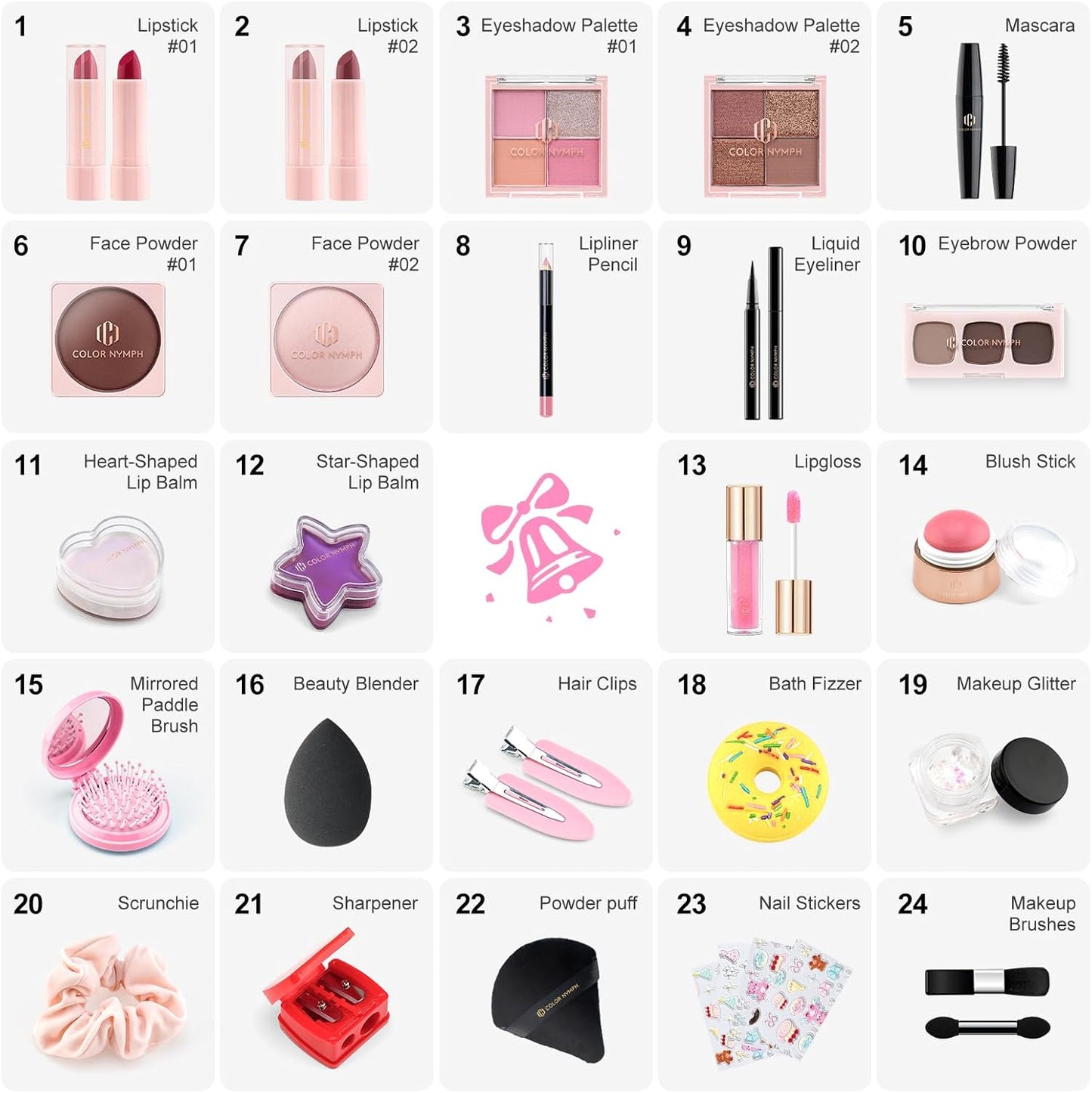 Color Nymph Makeup Advent Calendar 2025, 24 Days Advent Calendar Mystery Box for Christmas, Makeup Gift Sets - Xmas Beauty Countdown Calendar Cosmetics Kit for Women Girls Teens Daughters #Pink