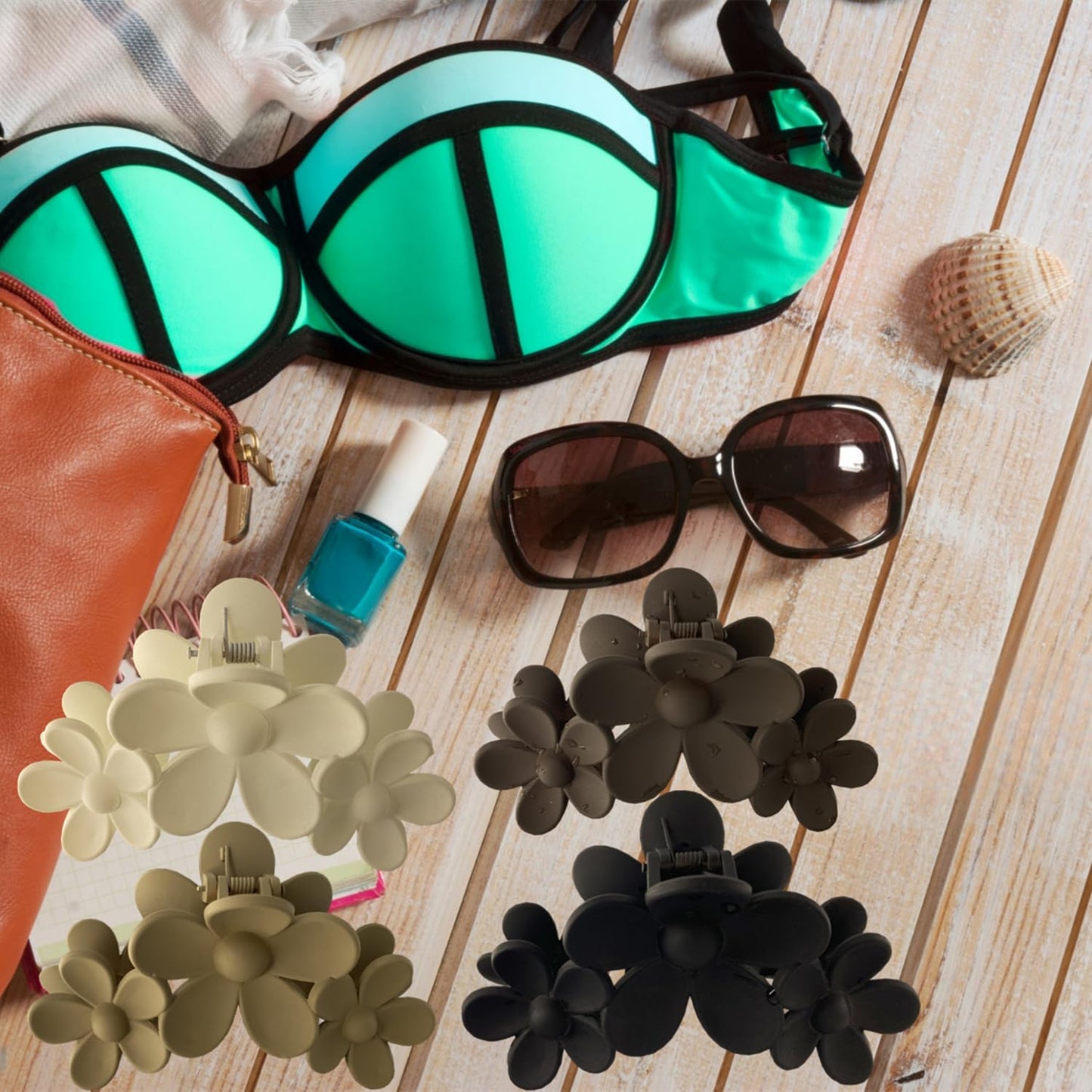 Hair Clip Claw Clips for Women and Girls, Non Slip Strong Hold Tortoise Banana Hair Clips for Thick Hair, 4 Colors