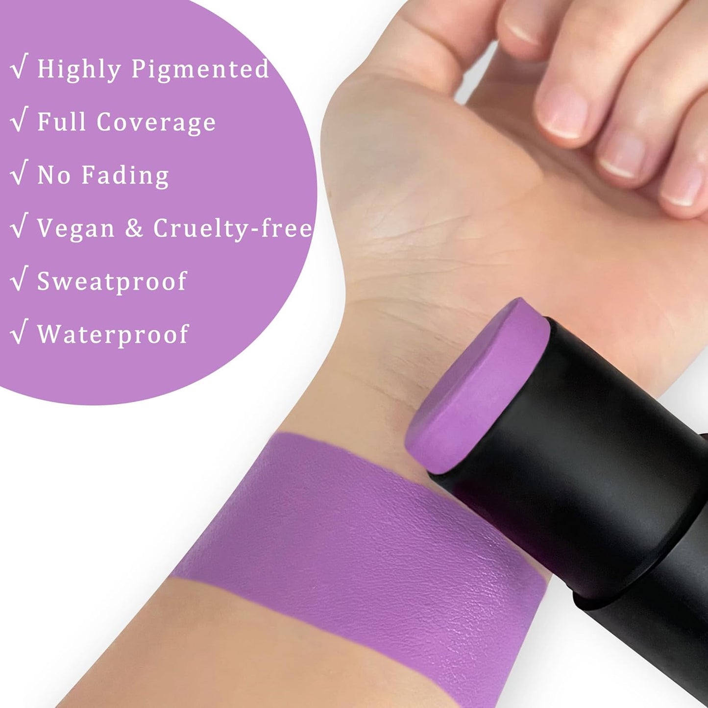 Purple Face Paint Stick,Purple Eye Black Stick Baseball Football Football (0.75Oz) Non-Toxic Oil Based Face Makeup Body Paint High Pigmented for Halloween Special Effect Sfx