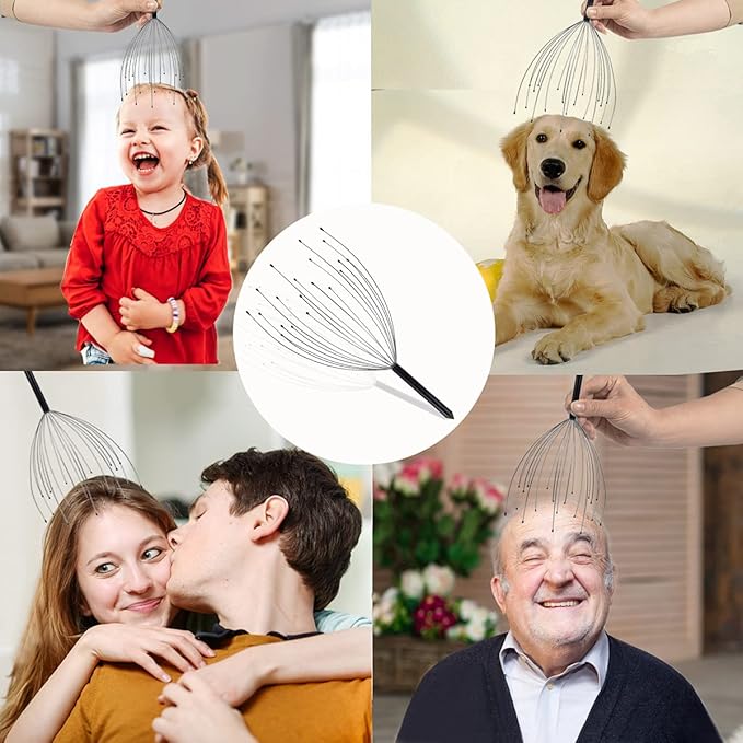 2 Pack Head Massager Scalp Massager 20 Fingers Handheld Head Massager Scalp Stress Relax for Deep Relaxing, Stocking Stuffers and Gadgets for Men