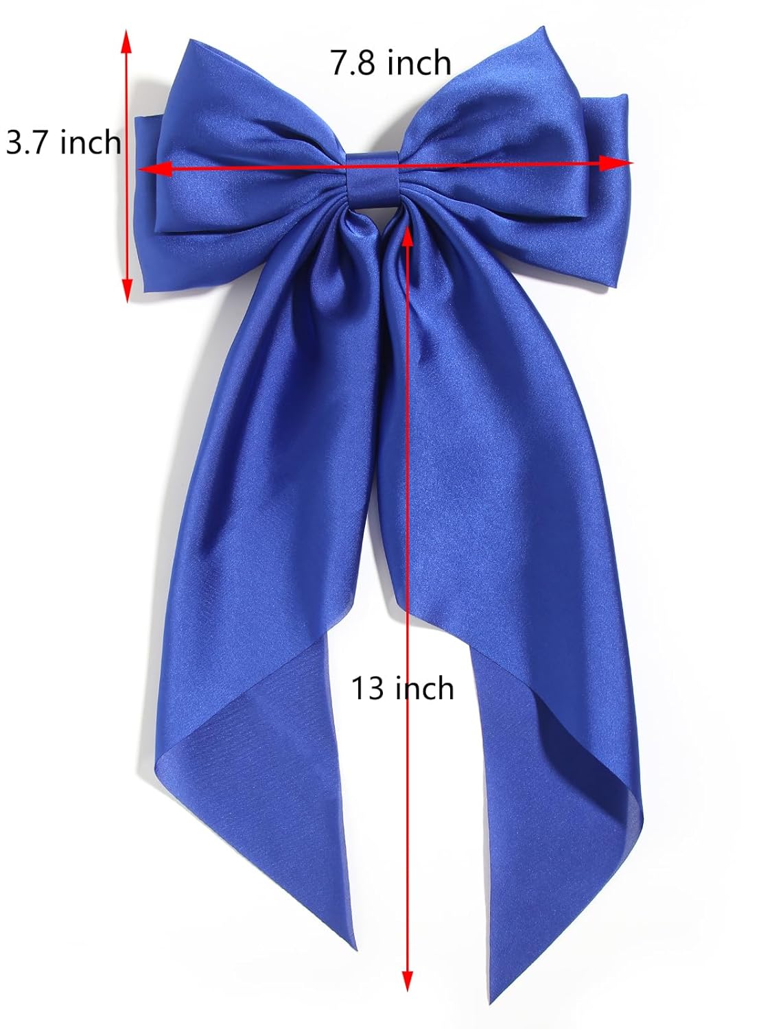 Satin Bow Hair Clips for Women,Big Bow Hair Slides Metal Clips Long Ribbon Hairpin Girls Barrettes Party Half-Updo Ponytail Accessories (2pcs Royal)