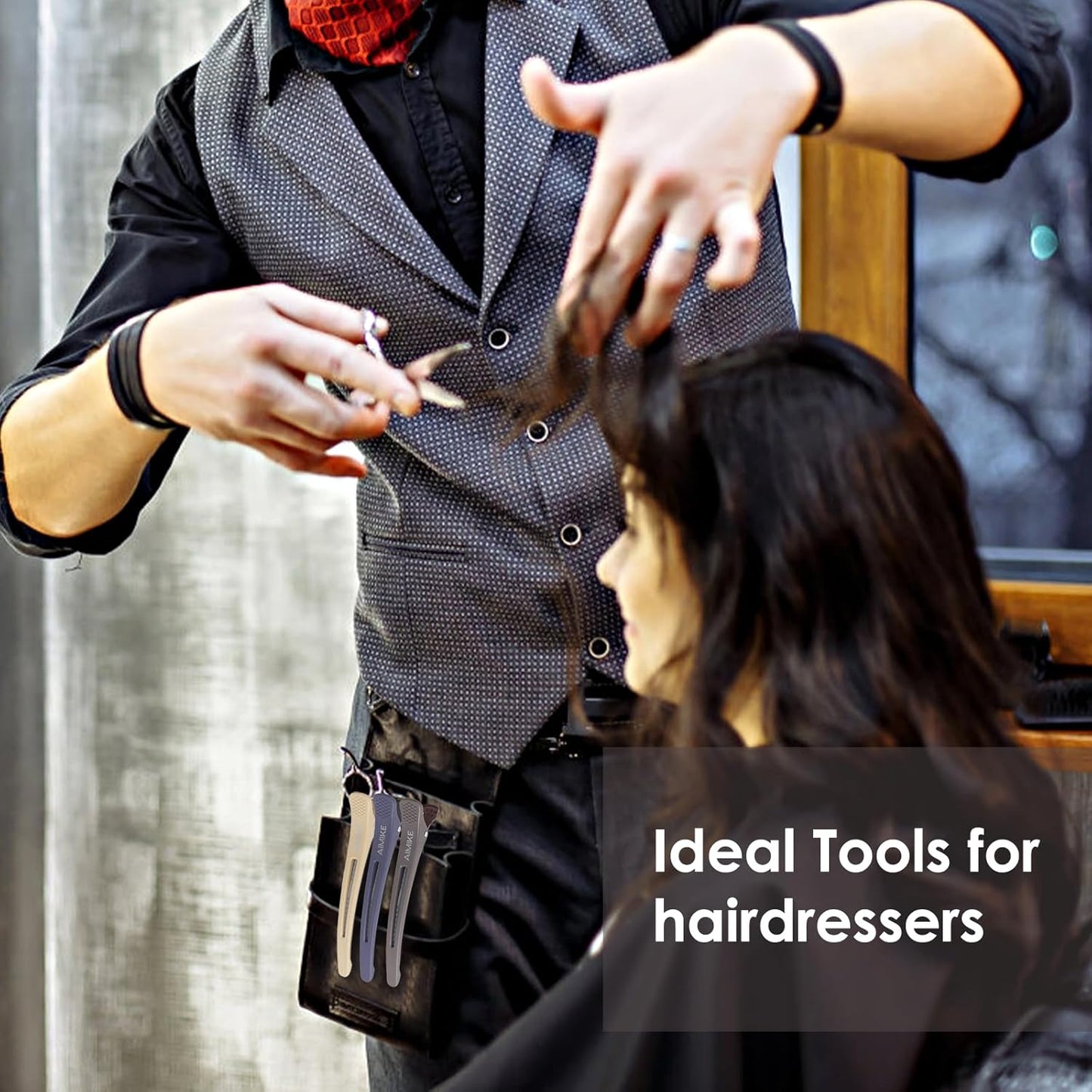 AIMIKE 12pcs No Crease Duck Billed Hair Clips with Silicone Band for Hair Styling, Rollers, Salon Sectioning & Cutting, Neutral