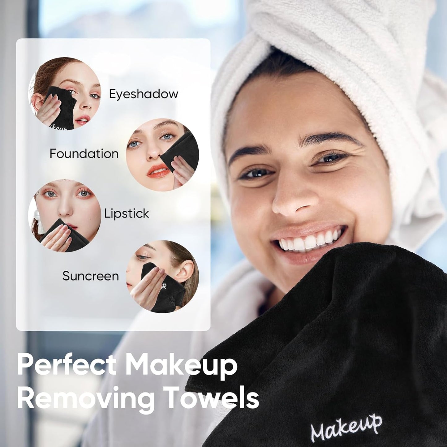 Makeup Remover Cloth, 48 Pack Black Facial Wash Cloths, Soft Coral Fleece Microfiber Towel for Face, Hand, and Bathroom(13" x 13")