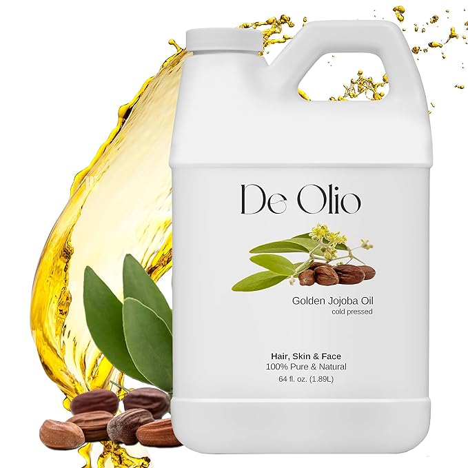 | Golden Jojoba Oil | 100% Pure & Natural | Face, Hair and Body | Cold Pressed | Soap Making & Massage | Carrier Oils | 64fl. oz. (1.89L)