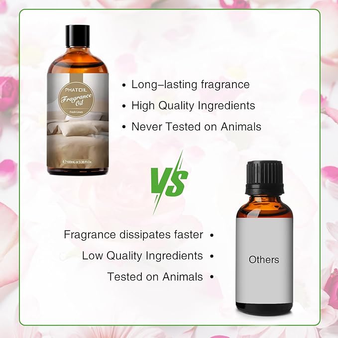 3.38FL.OZ Fresh Linen Fragrance Oils for Aromatherapy, Essential Oils for Diffusers for Home, Perfect for Diffuser, DIY Candle and Soap Making, DIY Scented Products - 100ml