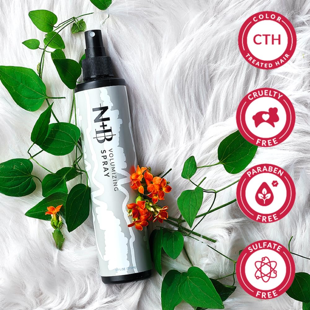 N+B Volumizing Spray | Medium Hold, Fast Drying, Lightweight | Non-Sticky, Fights Frizz, Heat Protectant, Adds Volume | For All Hair Types and Textures | 10 oz