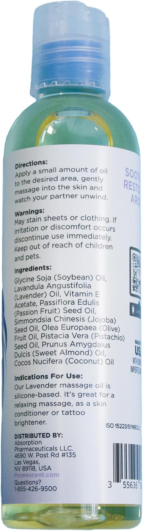 Promescent Lavender Massage Oil for Massage Therapy, Massage Oils for Date Night, Premium Lavender Body Oil for Men & Women to Relieve Stress & Sore Muscles, Essential Oils for Skin (4 oz)