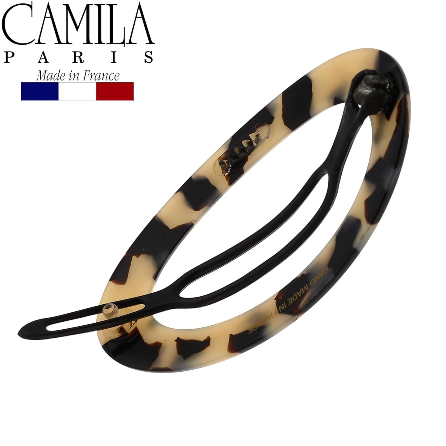 Camila Paris CP2803 French Hair Barrette Clip for Women, Handmade, Flow, Slide-in Metal-Free Closure, Strong Hold Grip Hair Clips for Girls, No Slip Durable Styling Hair Accessories, Made in France